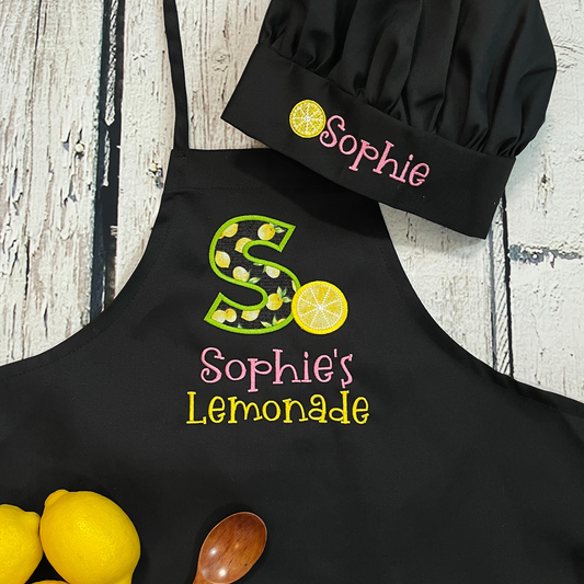 Kids Lemonade Stand Personalized Embroidered Apron with Initial & Name fit kids 6-10