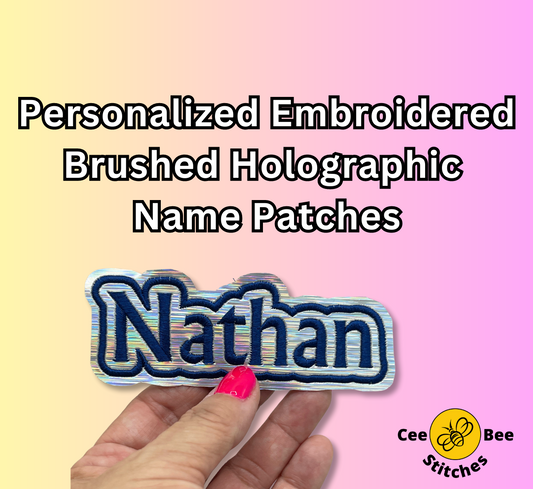 Embroidered Brushed Holographic Name Patch
