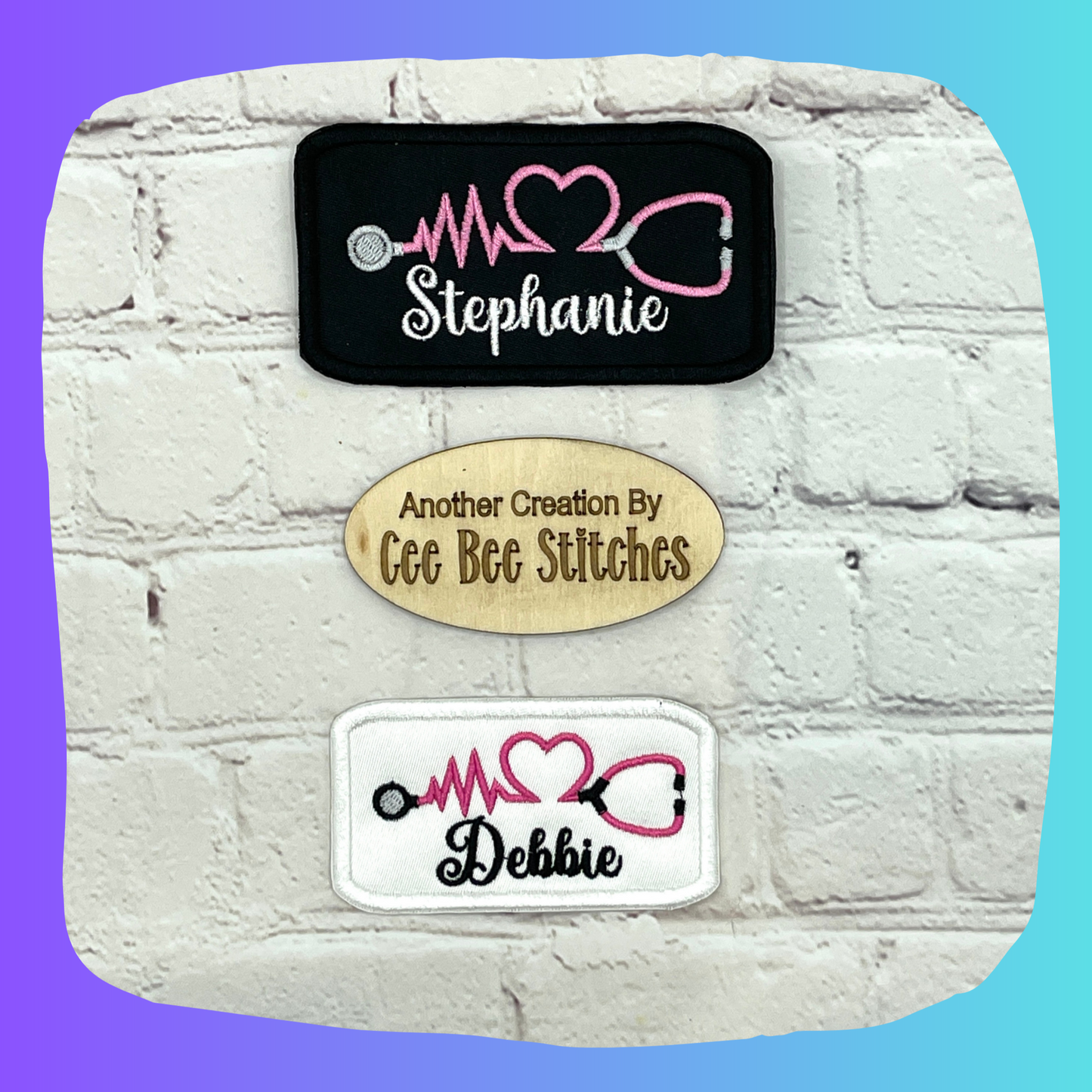 Medical Embroidered Name Patch with Stethoscope