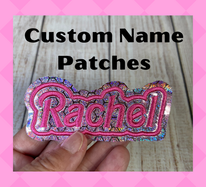 Embroidered Holographic Pale Pink Vinyl Name Patch