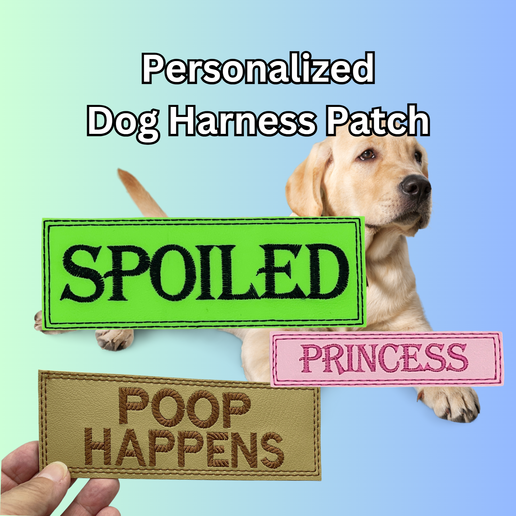 Personalized Embroidered Dog Harness Patches Velcro Backing – Cee Bee  Stitches