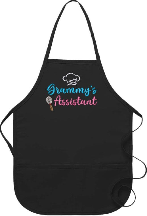 Grammy's Assistant apron for kids- Embroidered Child Apron personalized with your wording