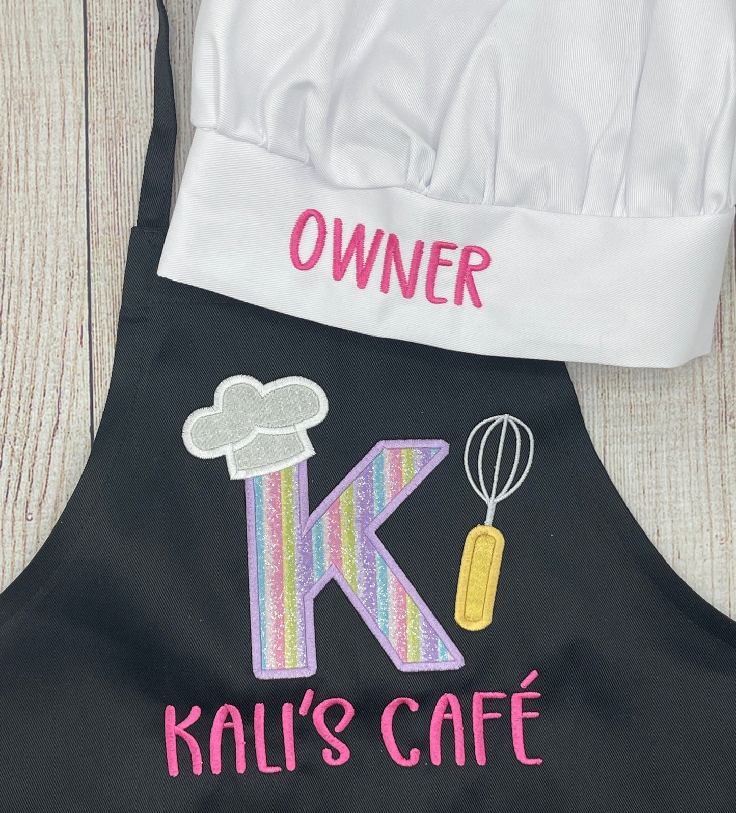 Girls Personalized Embroidered Apron Cafe Apron with name