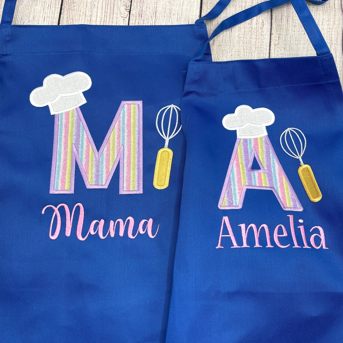 Personalized embroidered Mother Daughter matching apron set