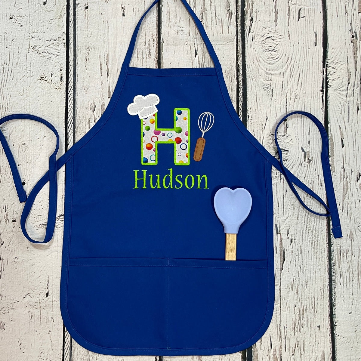 Boys or Girls Personalized Embroidered Apron with Name & Large Initial