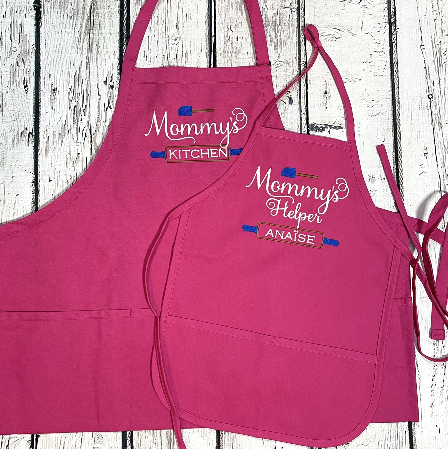 Mommy's Kitchen Adult Apron & Mommy's Helper Child Apron Personalized Set- Embroidery