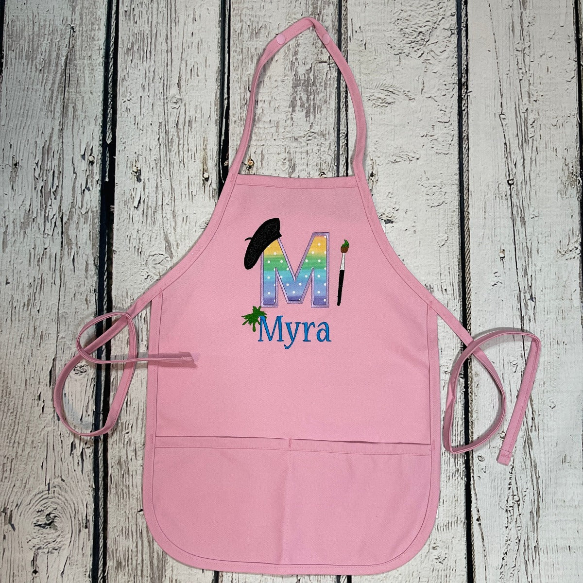 Girls Personalized Embroidered Art Apron for Arts & Crats or Painting