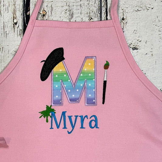 Girls Personalized Embroidered Art Apron for Arts & Crats or Painting