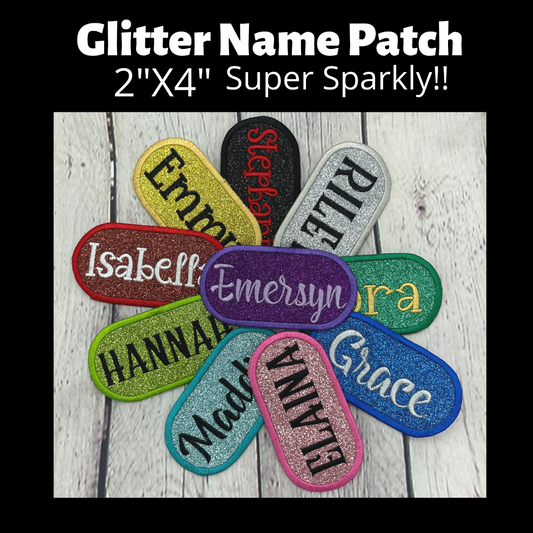 Glitter embroidered name patch