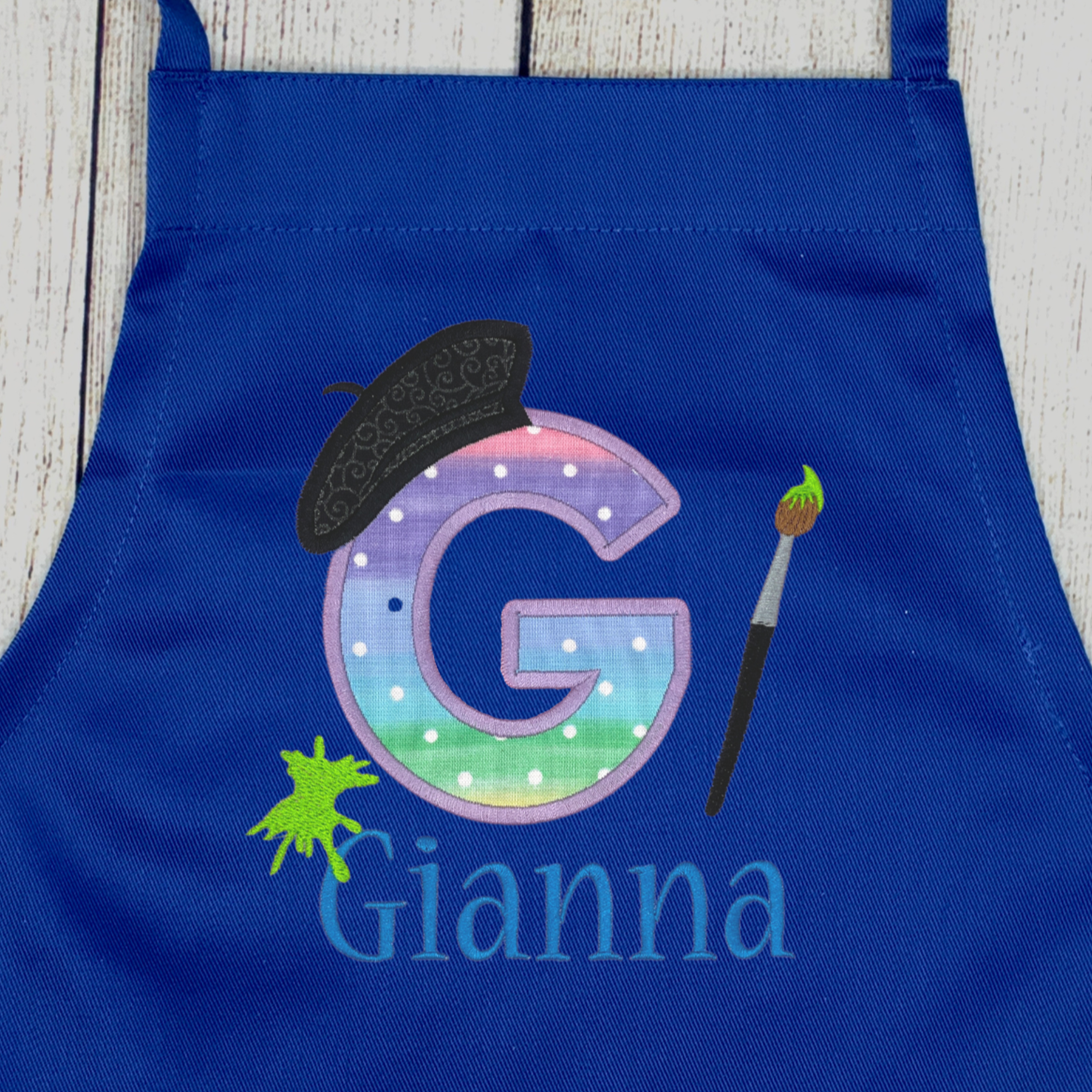 Girls Personalized Embroidered Art Apron for Arts & Crats or Painting