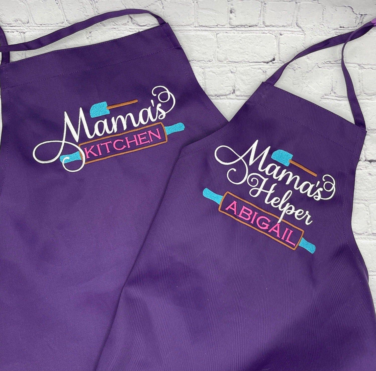 Mama and child apron set purple