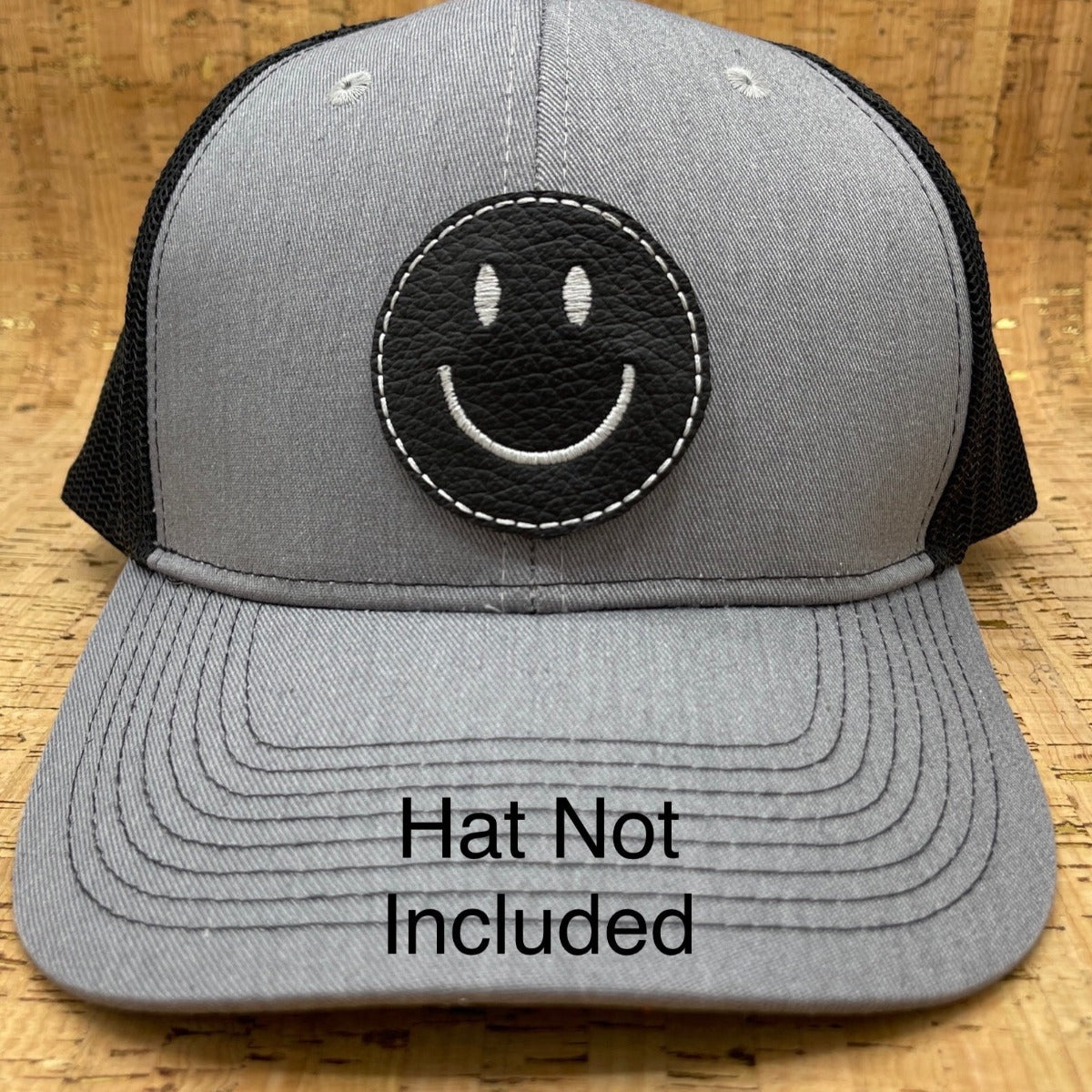 genuine leather smiley face hat patch