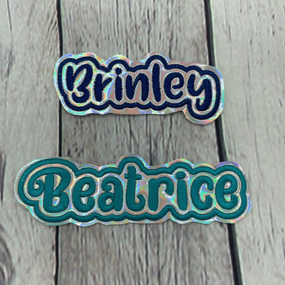 holographic embroidered name patch