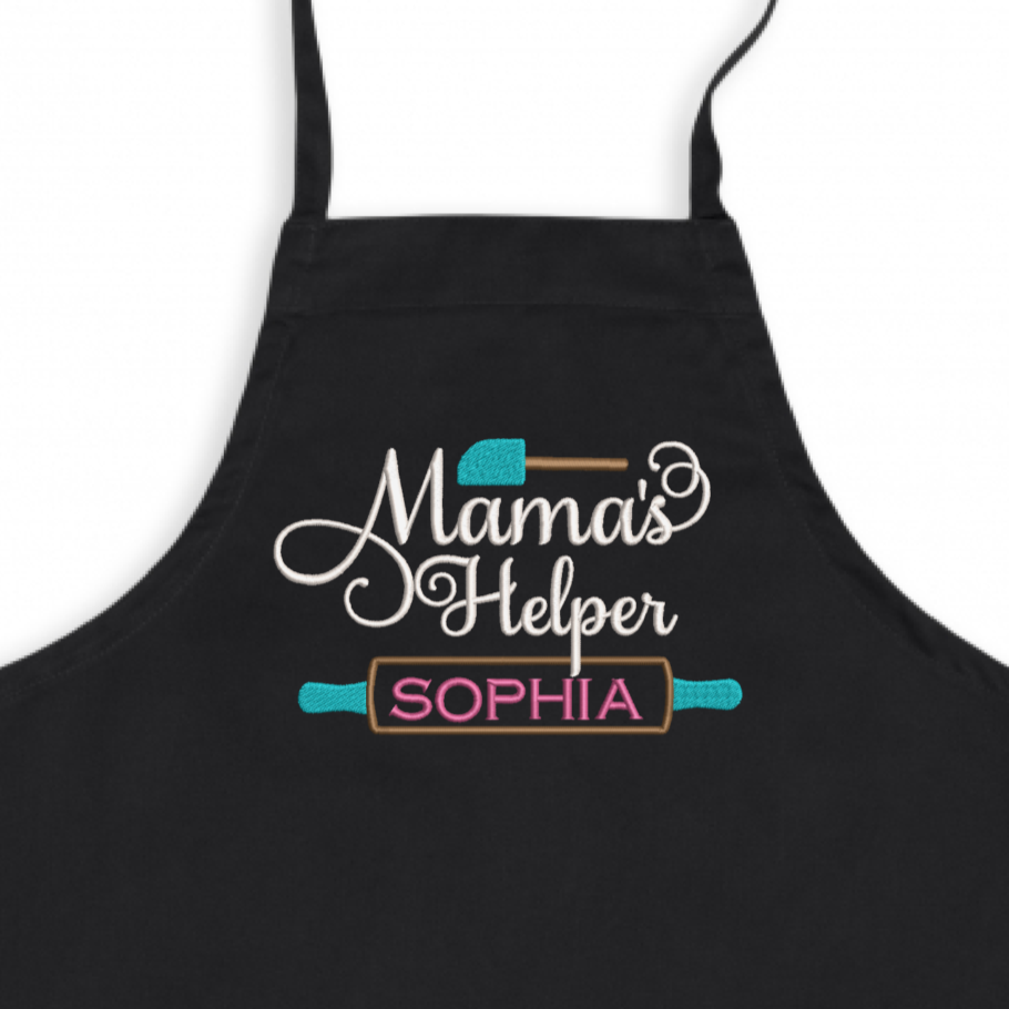 Mamas helper embroidered child apron, mother child apron set