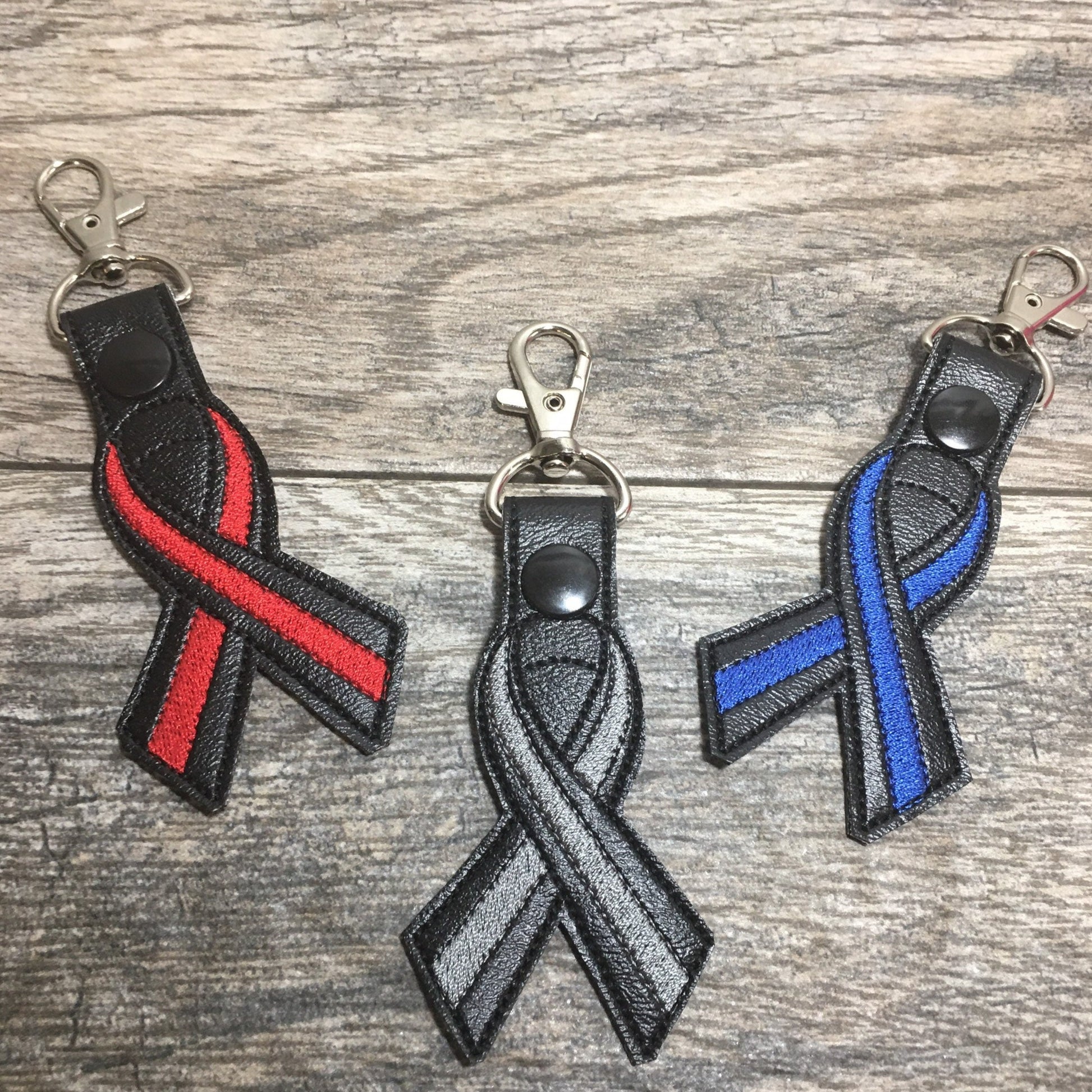 Thin Red line thin gray line thin blue line keychains