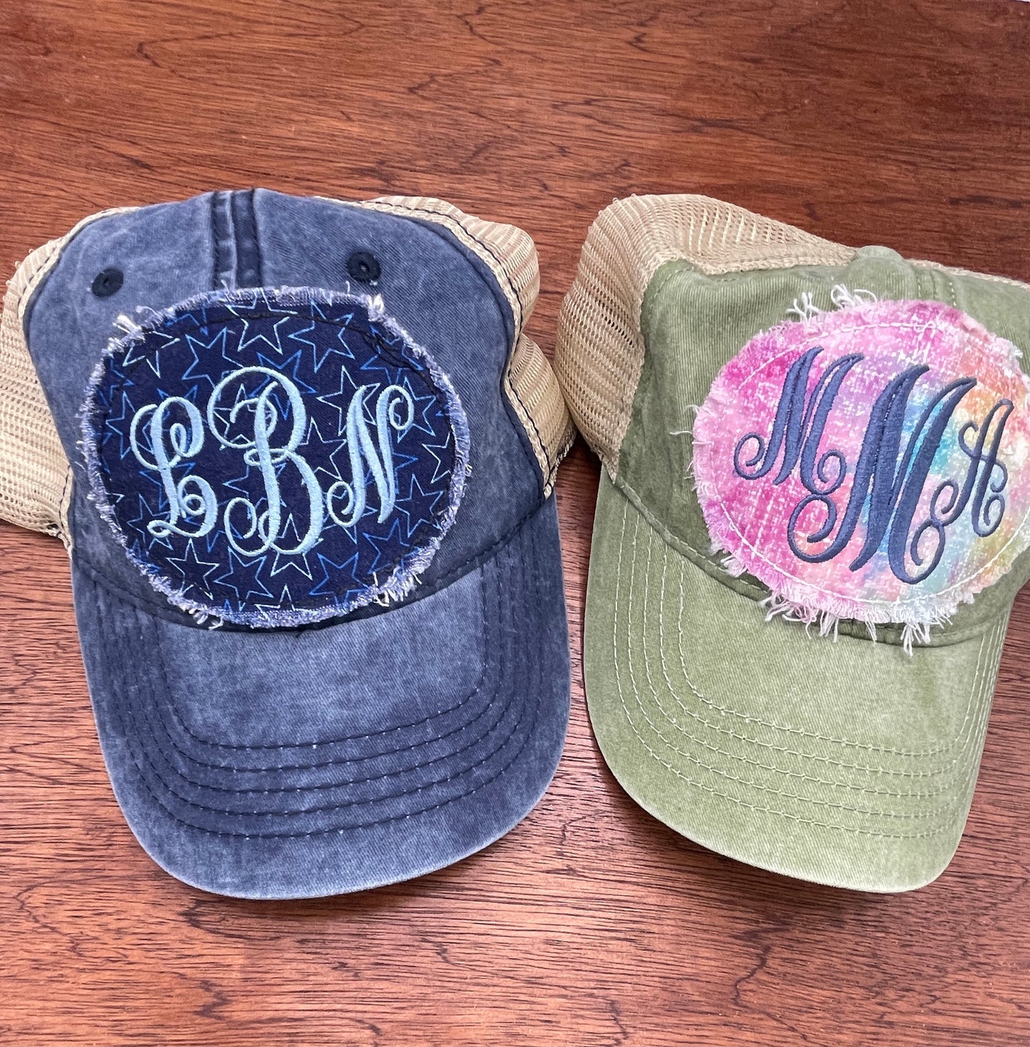 Monogram Embroidered Raggy Patch Hat