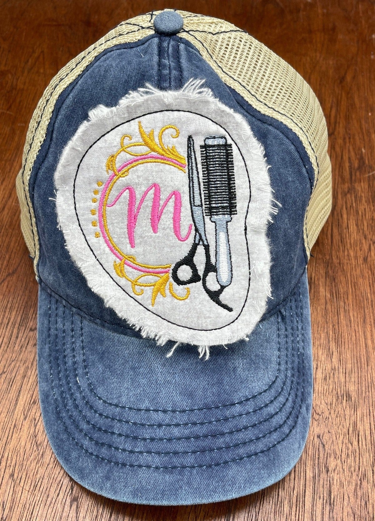 hair stylist patch on hat