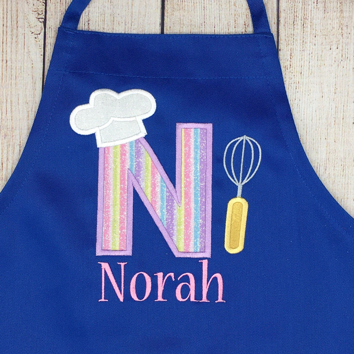 Girls blue apron personalized with name