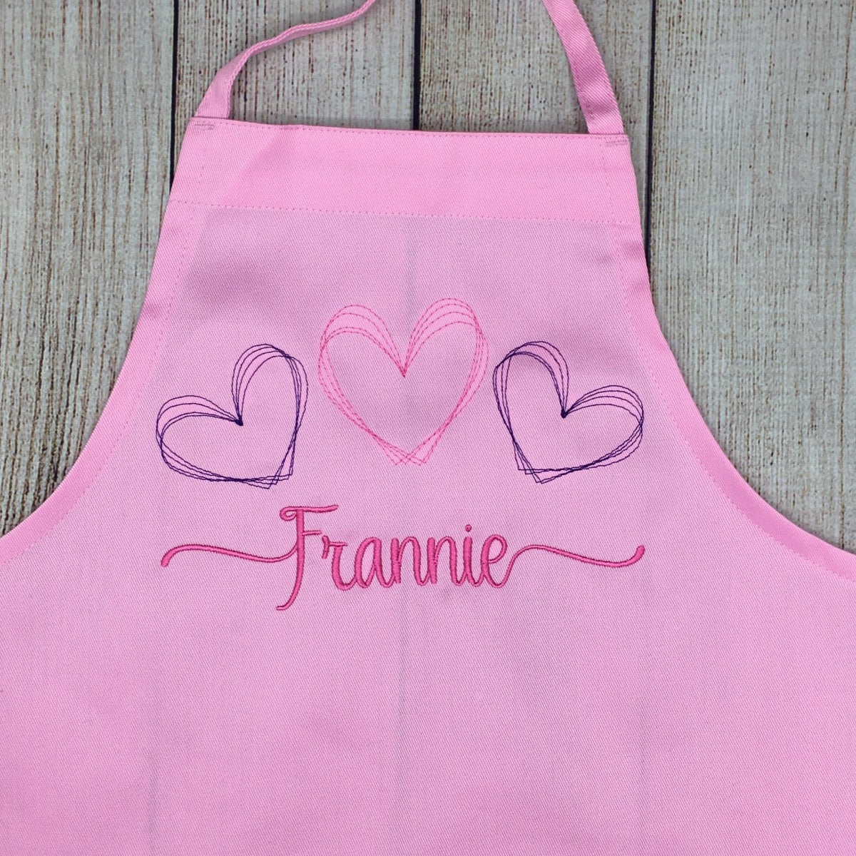 Pink apron for girls with name