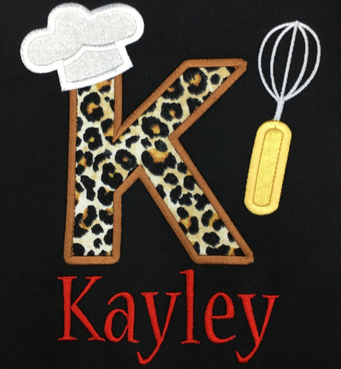 girls animal print personalized apron name and large initial