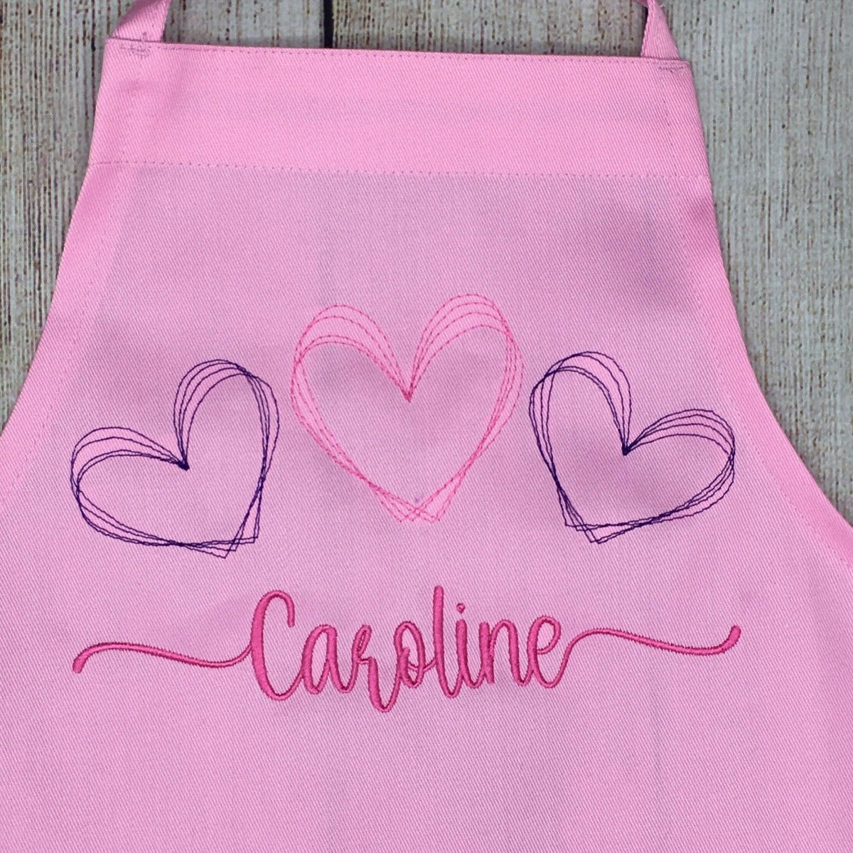 Personalized apron for girls pink with name