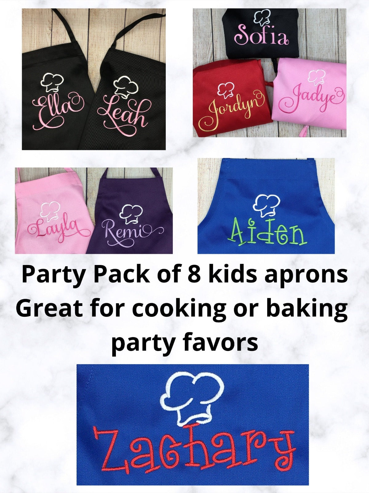 kids aprons party pack personalized