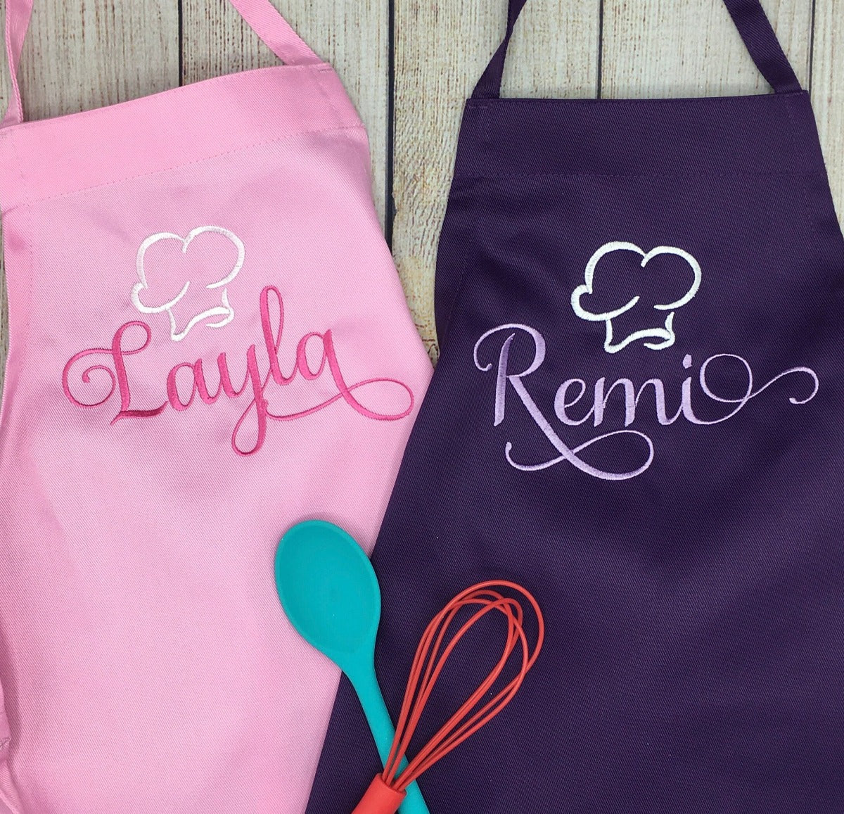 girls apron pink or purple personalized