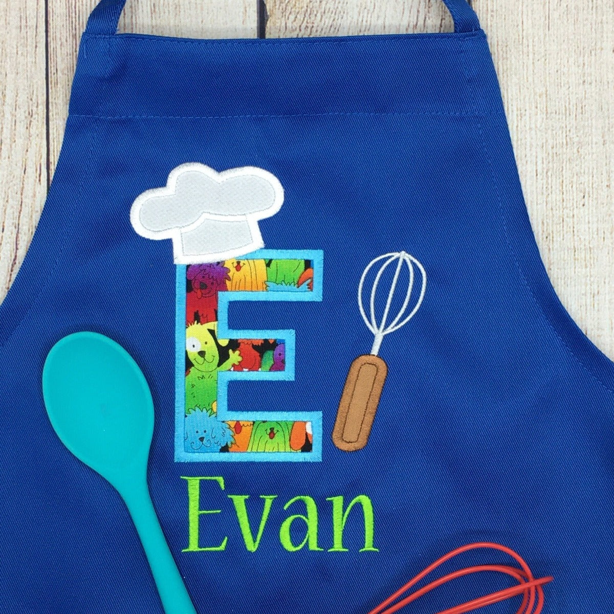 Boys apron with name blue