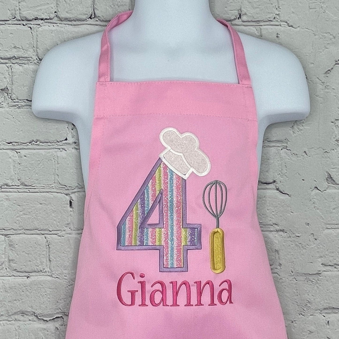 Party Pack of 7 Personalized Kids Embroidered Aprons for Cooking or Baking Party