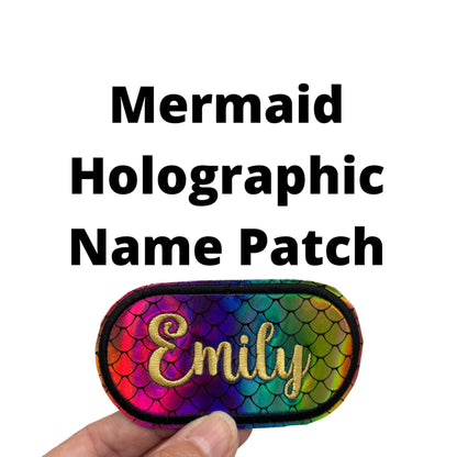 Rainbow mermaid embroidered name patch