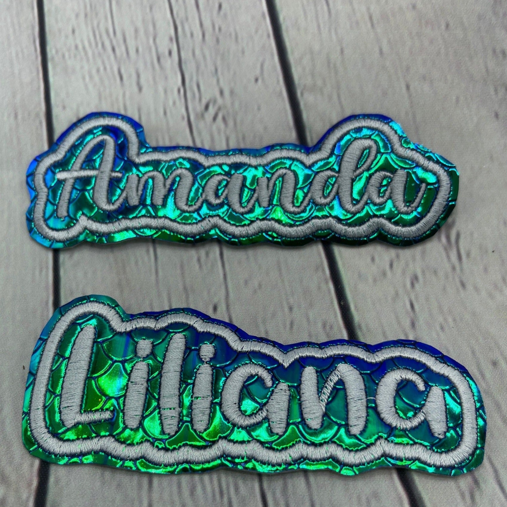 Mermaid vinyl name patch embroidered