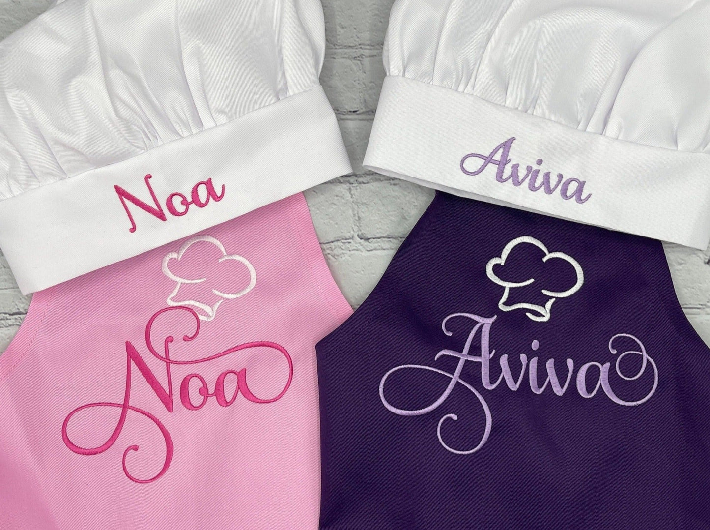 Kids Personalized Apron with Large Embroidered Name, Unisex, Font Choices