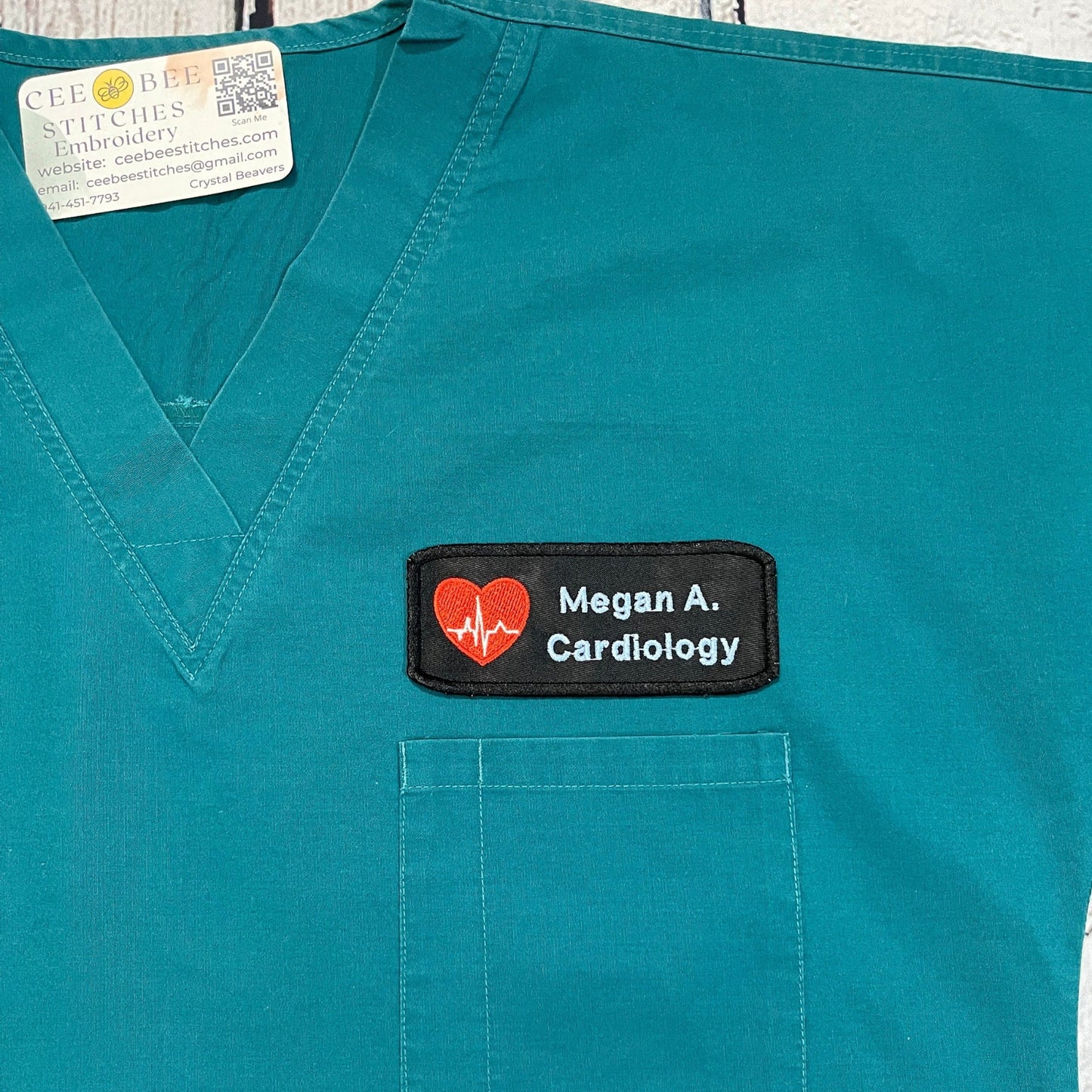 Medical Staff Scrub Savers Cardiology Name Patch with Credentials