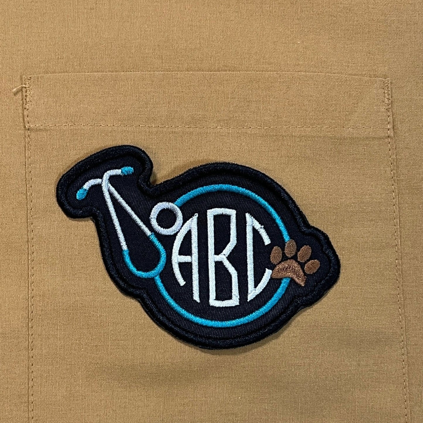 Veterinarian Staff Monogram Patch with Stethoscope and paw print