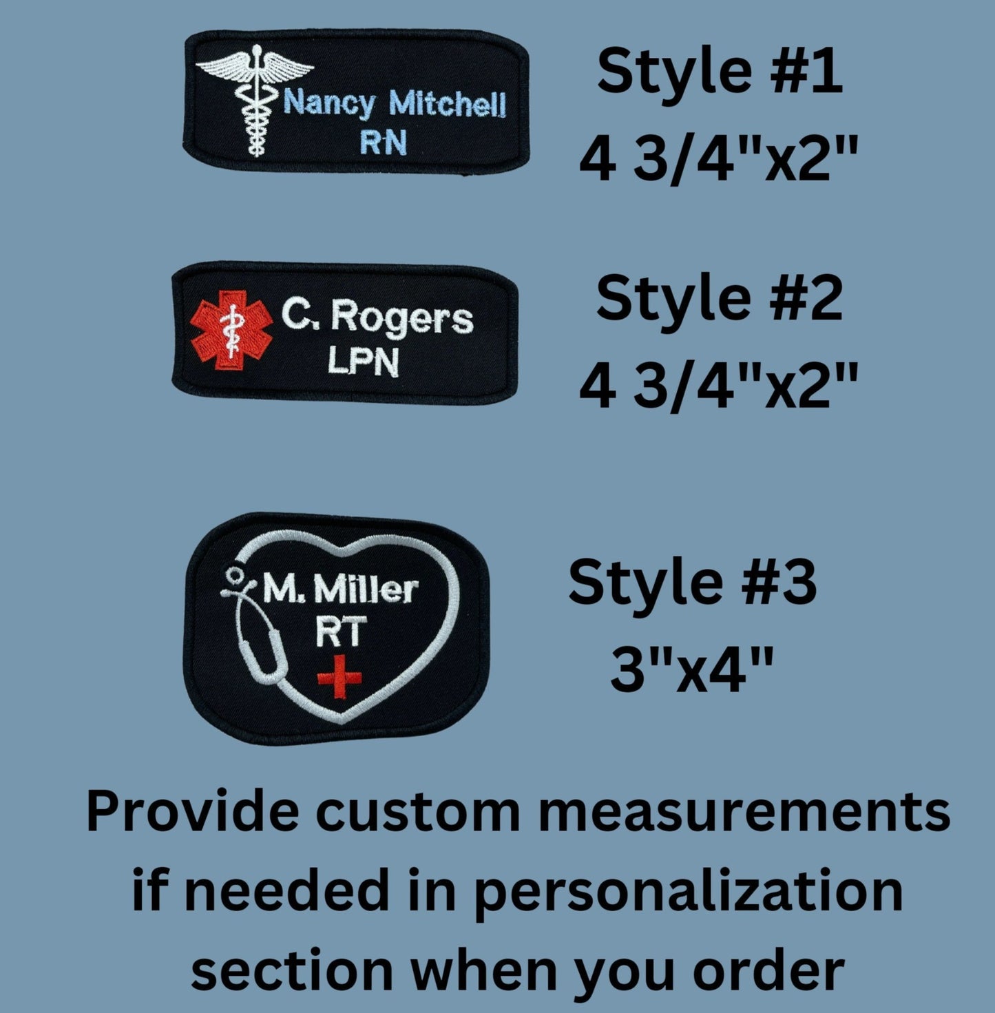Personalized Embroidered Medical Jacket patch - 3 styles
