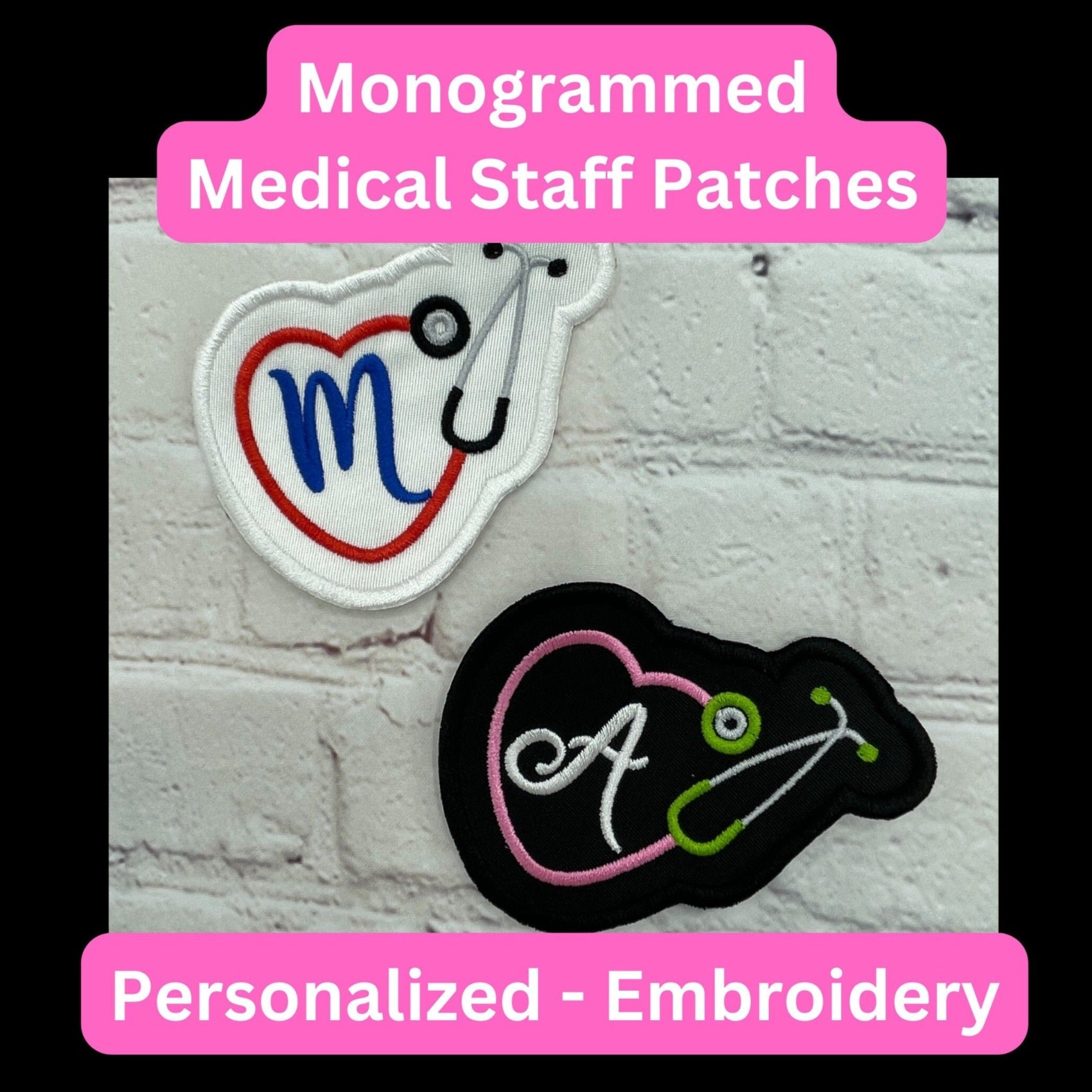 Stethoscope medical staff patch with large initial