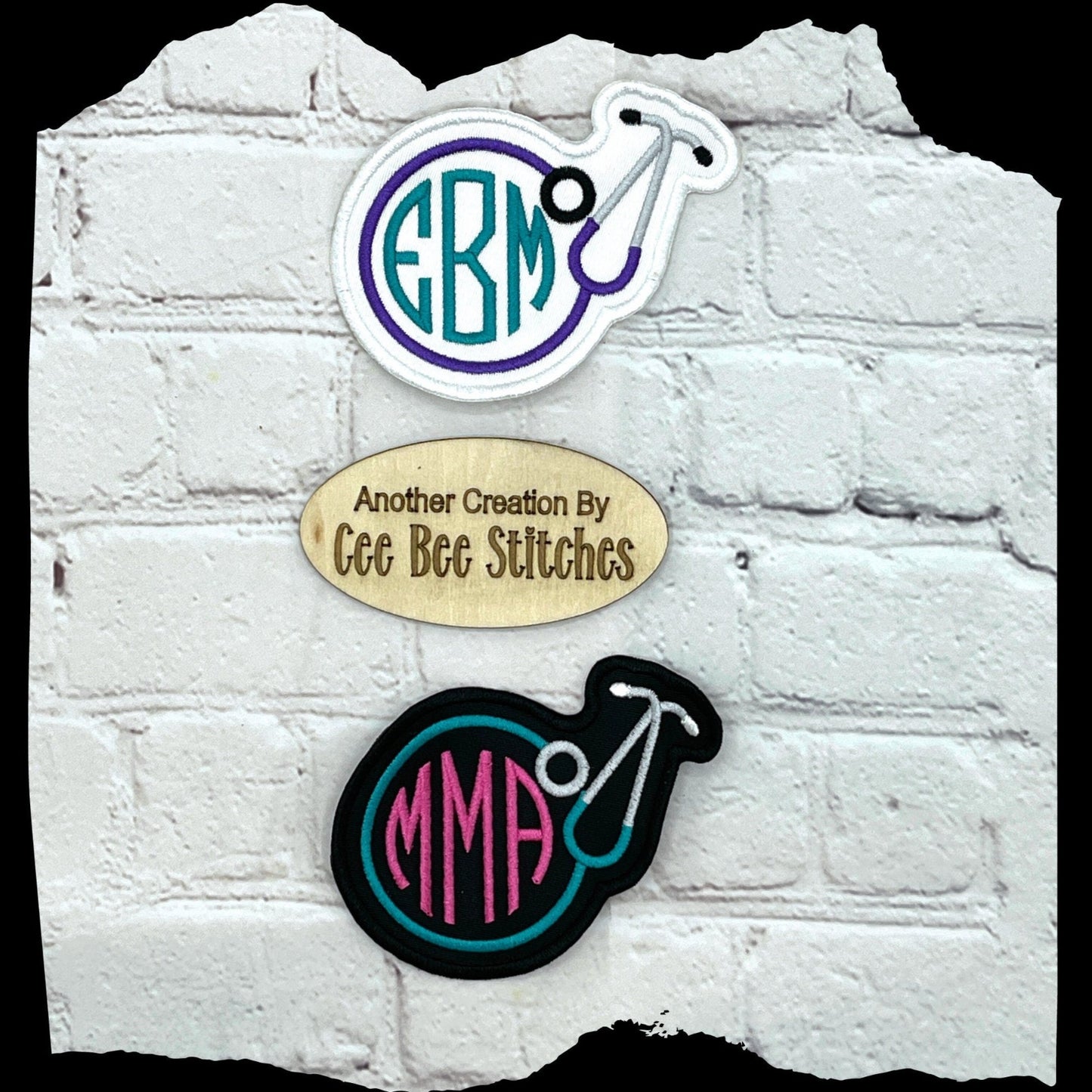 Medical Staff Embroidered Monogram Patch with Stethoscope
